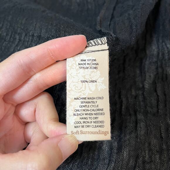 Soft Surroundings 100% Linen Cardigan Shawl Black Sz Small Gauzy Lagenlook Sheer - Picture 3 of 7